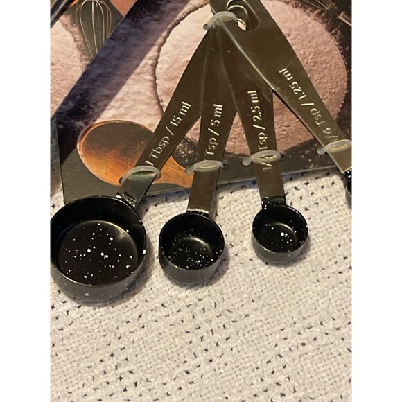 Master Class Measuring Cups & Spoons 8PC, Set Black with White Specs NEW WITH TA - Picture 2 of 5